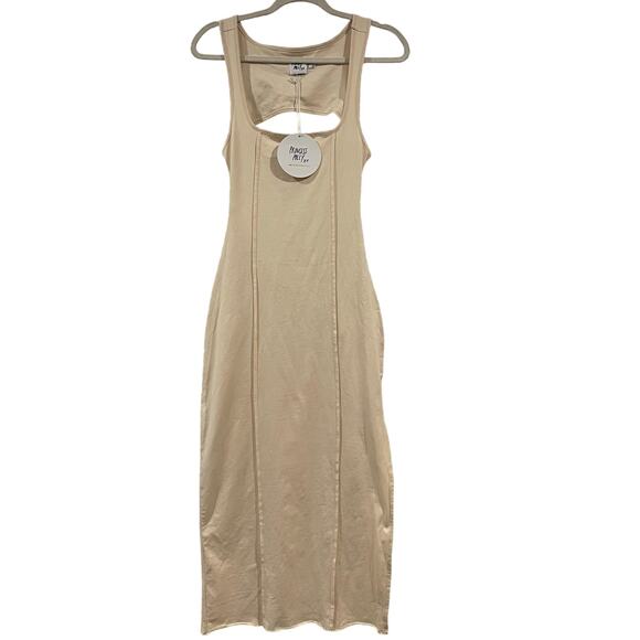 Princess Polly Dresses & Skirts - NWT Princess Polly Alya Midi Dress Off White Sleeveless Bodycon Open Back Size 6